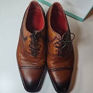 Deckard shoes Oxford EU men 41 US 8.5 Brown leather with red insoles! luxury